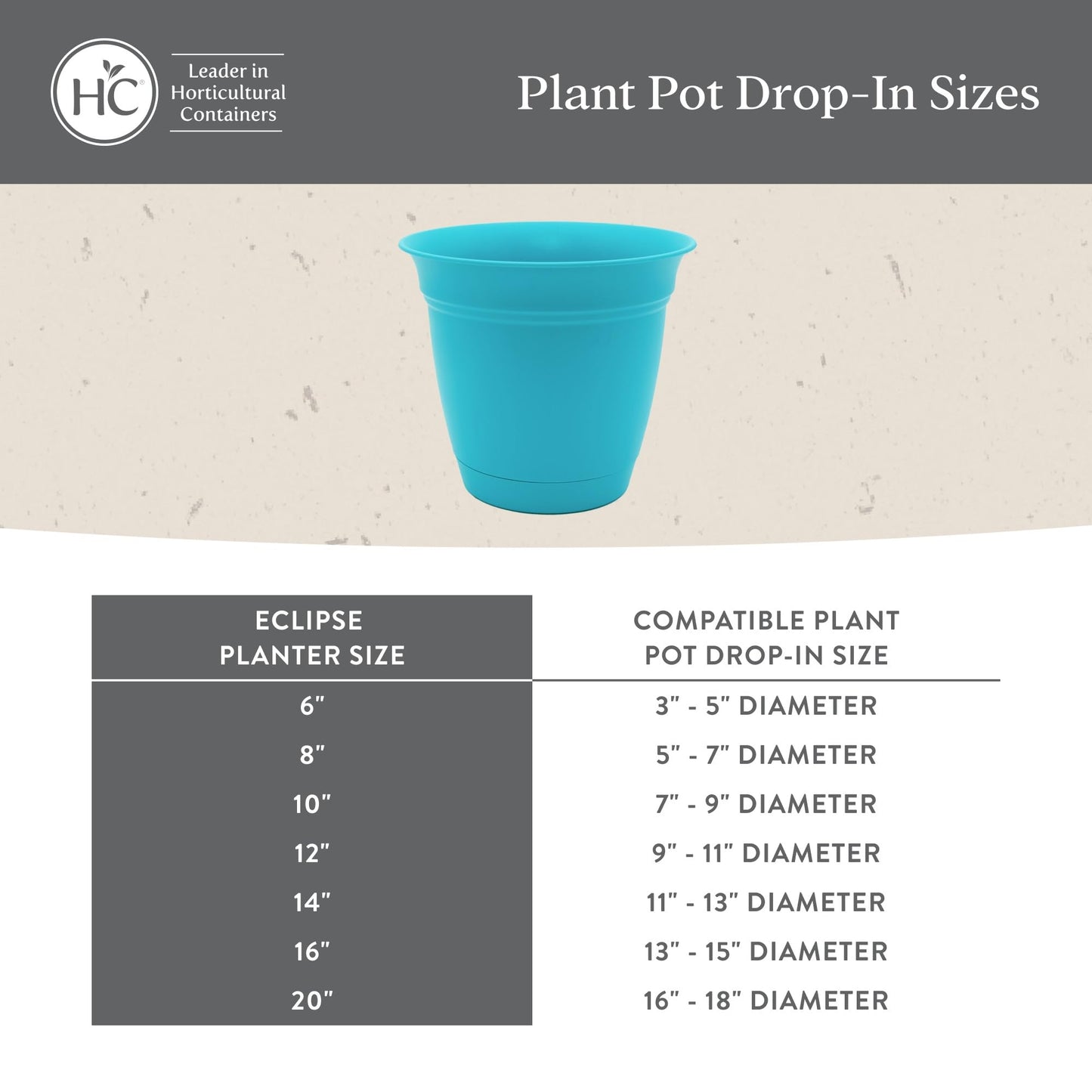 The HC Companies 6 Inch Eclipse Round Planter Pots with Drainage Holes & Attached Saucer, Lightweight UV-Resistant Plastic Indoor & Outdoor Planters, 4-Pack Flower Pots, Garden Home Decor, Cappuccino