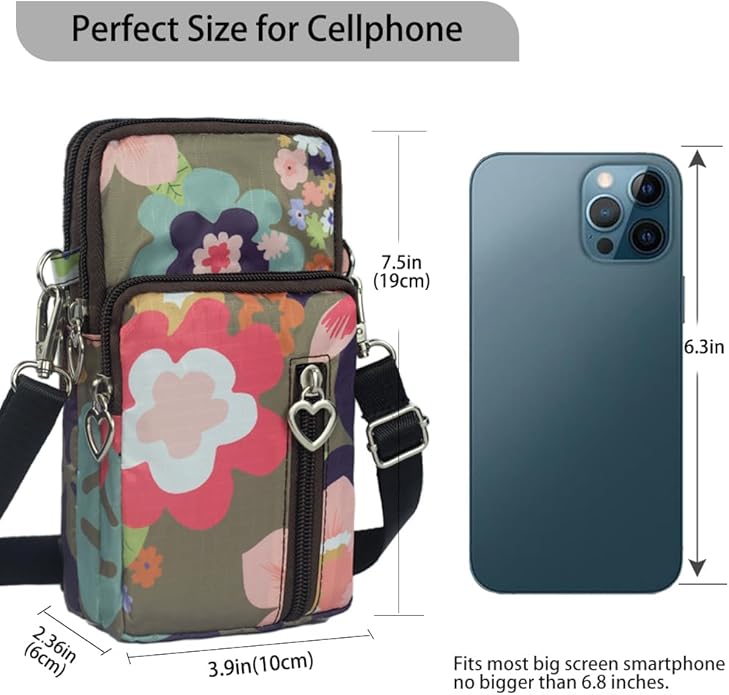 JANKS Small Crossbody Bag for Women - Mini Phone Purses with Crossbody Strap and Wallet - Nylon Arm Bag