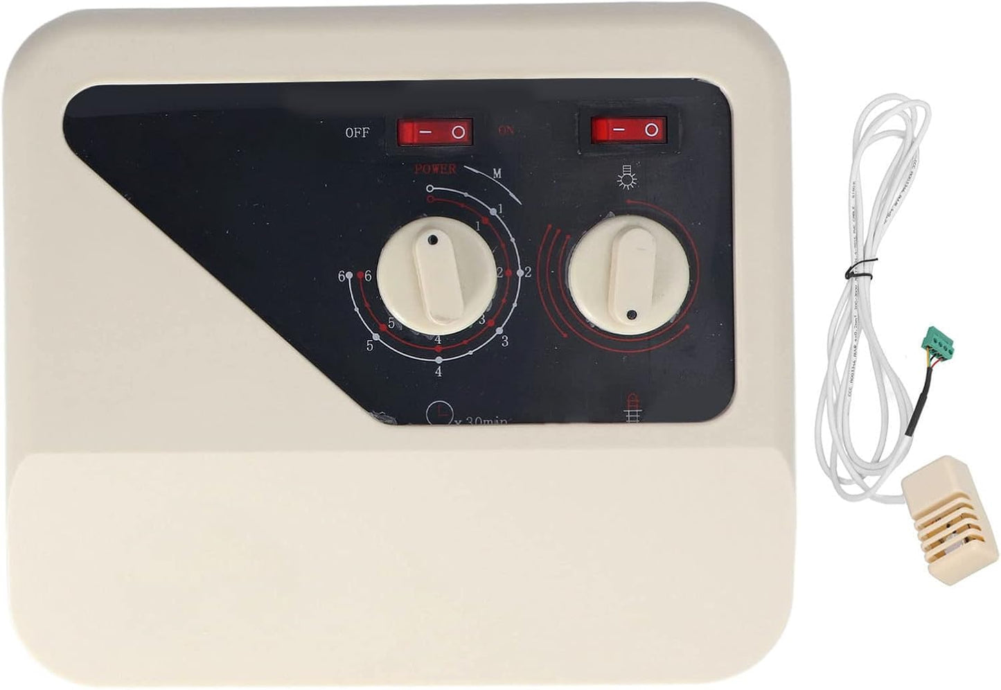 380V Sauna Stove Controller with Probe Wire, Sauna Stove Temperature Controller Replacement, PP External Controller for 9 to 15KW Sauna Stove, Spray Proof and Sauna Accessories