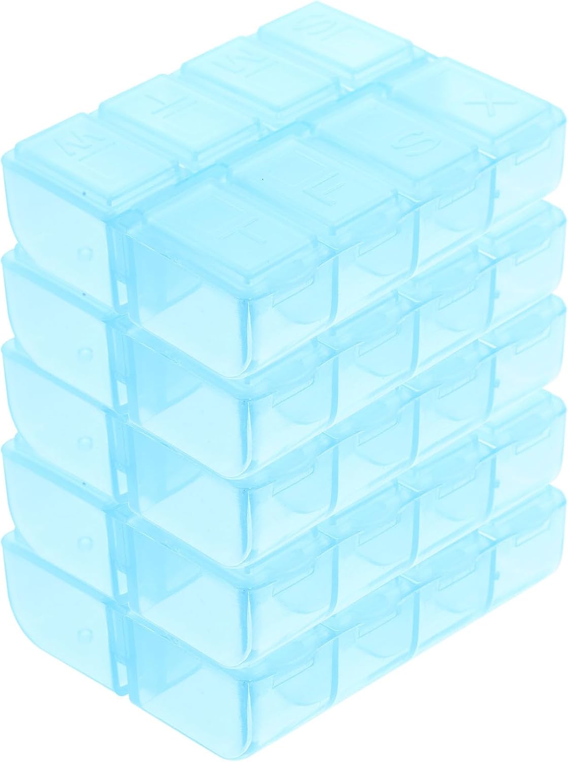 Homoyoyo 5pcs Compact 8-Compartment Pill Organizers Portable Medicine Storage Boxes Airtight Weekly Medicine Case for Travel and Daily Use, Blue
