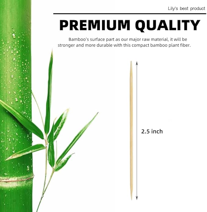 HOPELF Bamboo Toothpicks for Teeth Cleaning, Appetizer, Olive, Barbecue, Fruit, Double-Points Wooden Toothpick.1200 Count