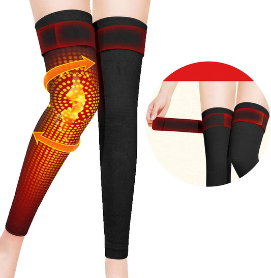 IPENNY Wormwood Self-Heating Knee Pads, Adjustable Strap Long Compression Sleeve, Cotton Thermal Knee Brace, Winter Warm Joint Support for Women Men (black-XXL)