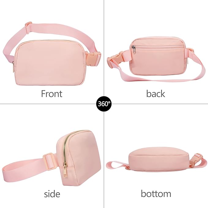 VOROLO Fanny Pack For Women And Men Crossbody Bag Belt Bag with Adjustable Strap Graduation Gifts Light Pink
