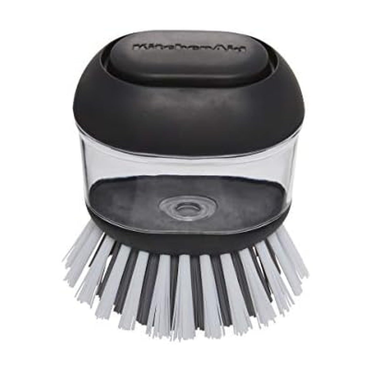 KitchenAid Soap Dispensing Palm Brush with Built in Easy to Fill Soap Dispenser, Non Slip Grip for Easy Cleaning, Safe on Non Stick Cookware, 2.95 x 2.17 x 3.54 inches, Black