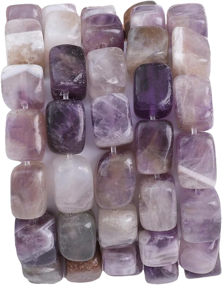 BEADIA Natural Amethyst Cuboid Stone Loose Semi Gemstone Beads for Jewelry Making 8mmx12mm 38cm/Strand