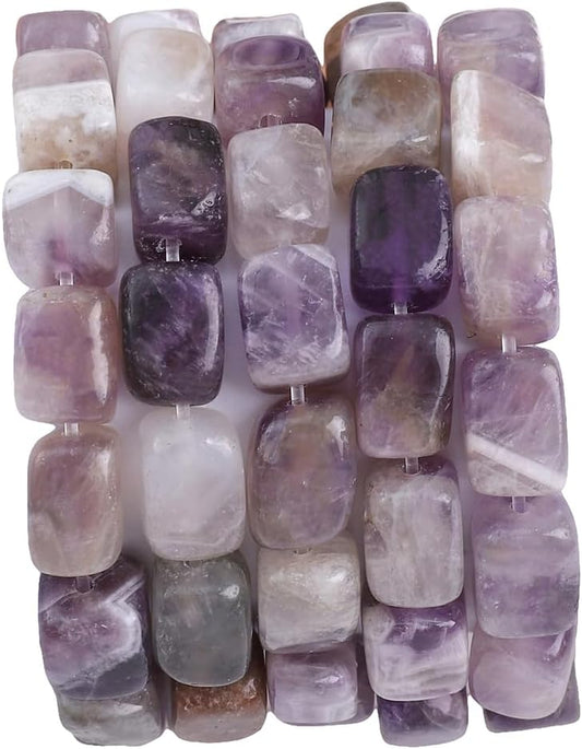 BEADIA Natural Amethyst Cuboid Stone Loose Semi Gemstone Beads for Jewelry Making 8mmx12mm 38cm/Strand