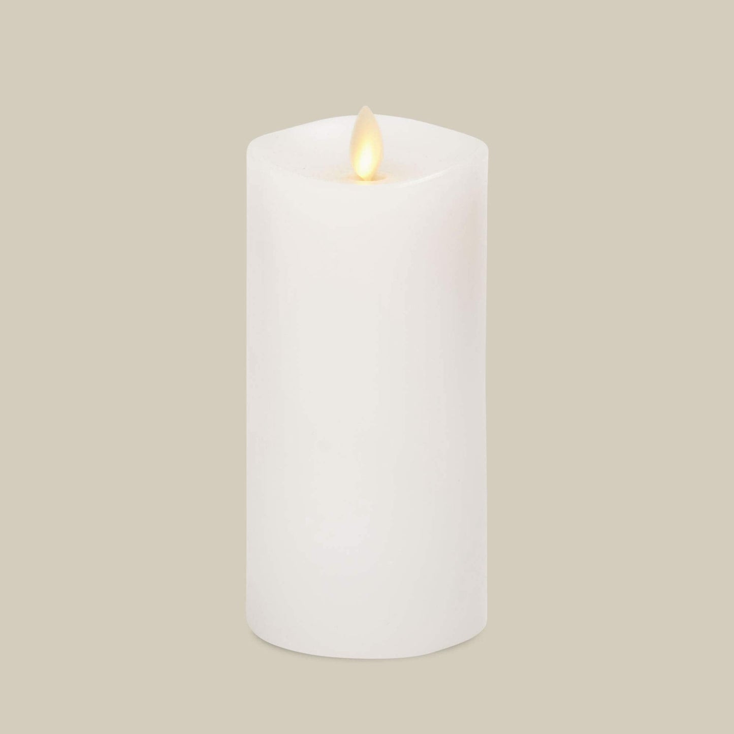 Luminara Flameless Slim Pillar Candle, Flickering Real Flame Effect, Melted Edge, Smooth Wax, Unscented, White, Real Wax, LED Battery Operated