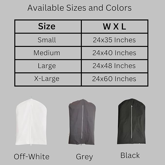 Garment Bag for Hanging Clothes – Organic Cotton Suit & Coat Cover with Zipper | Breathable Closet Organizer for Travel & Storage (Small (24"x35"), Gray)