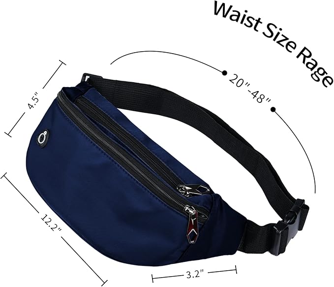 Fanny Packs for Men and Women, Waterproof Sports Waist Pack Bag for Travel Hiking Running Hands-free