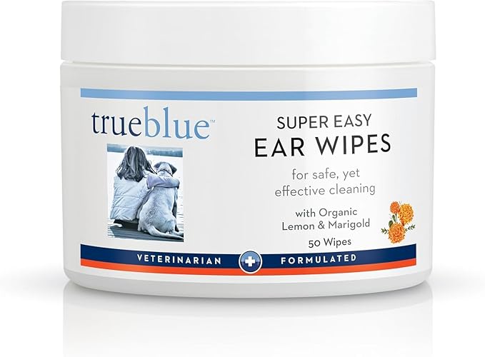 TrueBlue Lemon & Marigold Super Easy Dog Ear Wipes â Pre-Moistened Puppy Pads for Ear Cleaning â Cleansing Ear Wipe for Dogs, Puppies â Non-Toxic, All-Natural â 50 Count