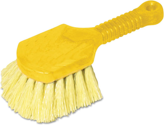 Rubbermaid Commercial 8" Utility Scrub Brush Plastic Handle Synthetic Bristles Cleaning Multi Purpose Heavy Duty Outdoor Wheels and Tires