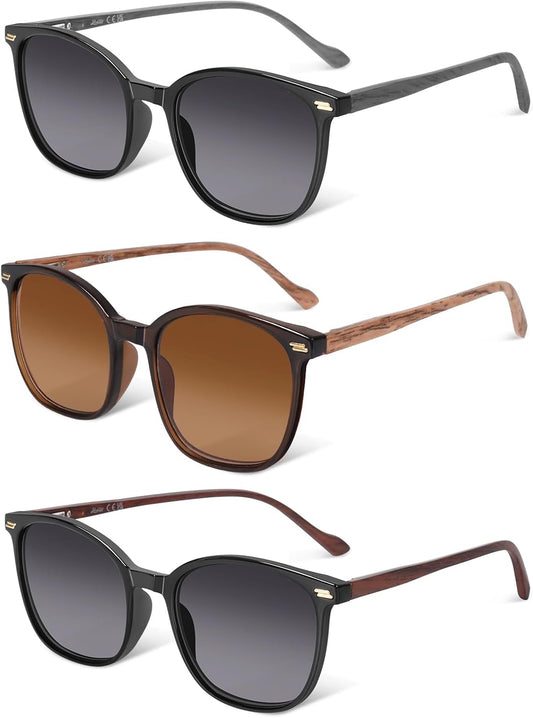 LADEESSE 3 Pack Reader Sunglasses for Women & Men, UV400 Protection Sun Reading Glasses for Outdoor -200