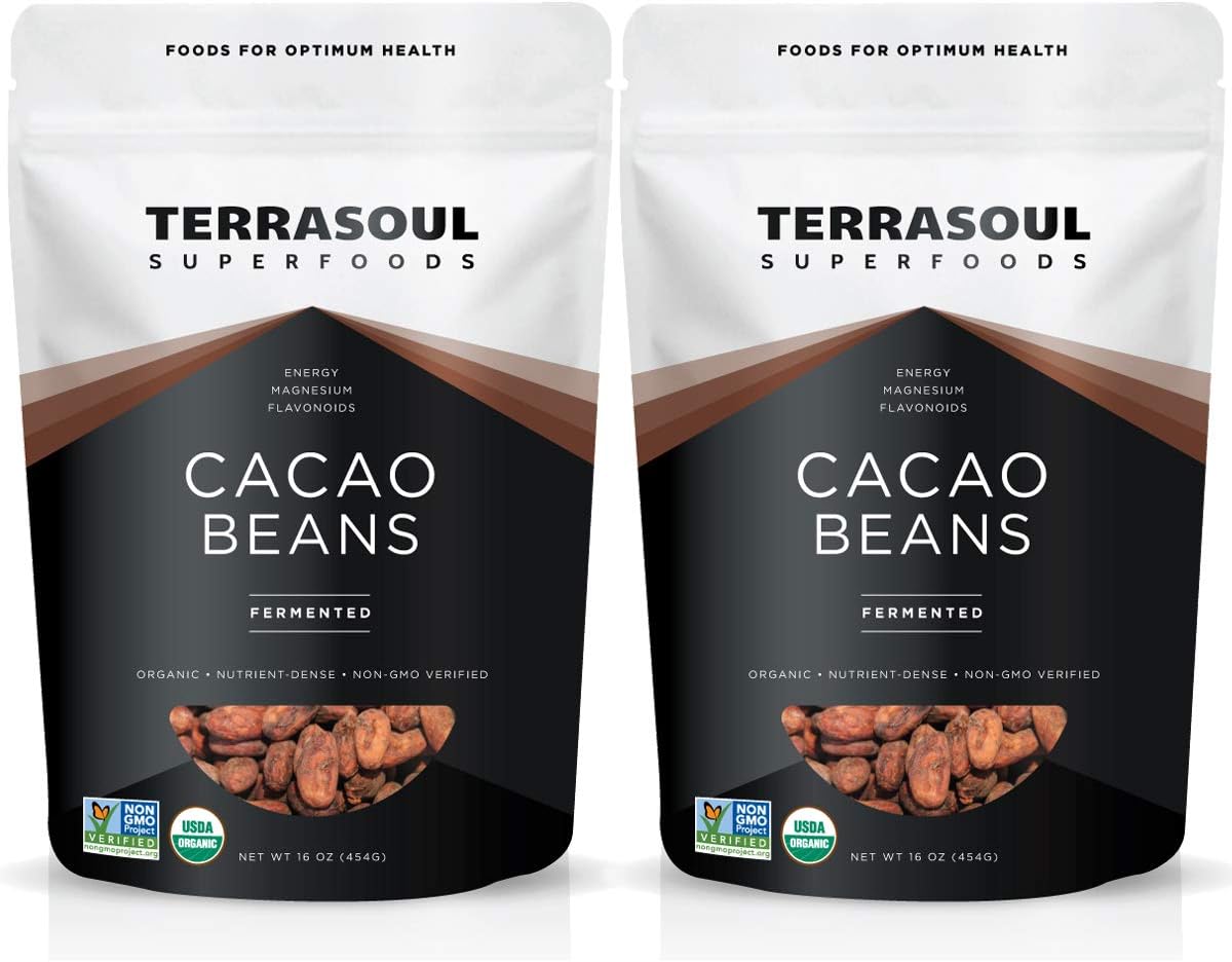 Terrasoul Superfoods Raw Organic Criollo Cacao Beans, 2 Lbs (2 Pack)