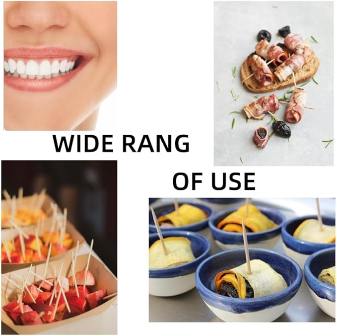 HOPELF Bamboo Toothpicks for Teeth Cleaning, Appetizer, Olive, Barbecue, Fruit, Double-Points Wooden Toothpick.12000 Count