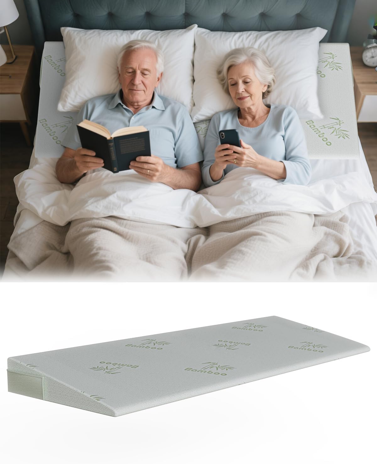 Extra Wide Wedge Pillow for Acid Reflux Relief,Mattress Wedge,Inclined Mattress Elevator,Bed Wedge Pillow for Sleeping,Gerd Snoring,Post Surgery 5" Height,Queen 60"x26"x5"