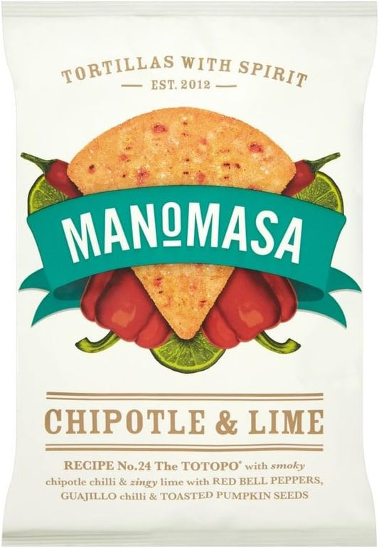 Manomasa Tortilla Chips - Chipotle & Lime (160g) - Pack of 2
