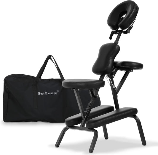 Folding Massage Chair, Portable Therapy Tattoo Chairwith 4 Inches Thickness Sponge,Ergonomic Adjustable Lightweight Beauty Chair for Tattoo, Spa, Salon and Treatment