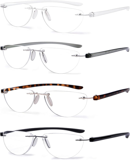 Eyekepper 4-pack Rimless Reading Glasses Women Men Half Moon Readers +2.75