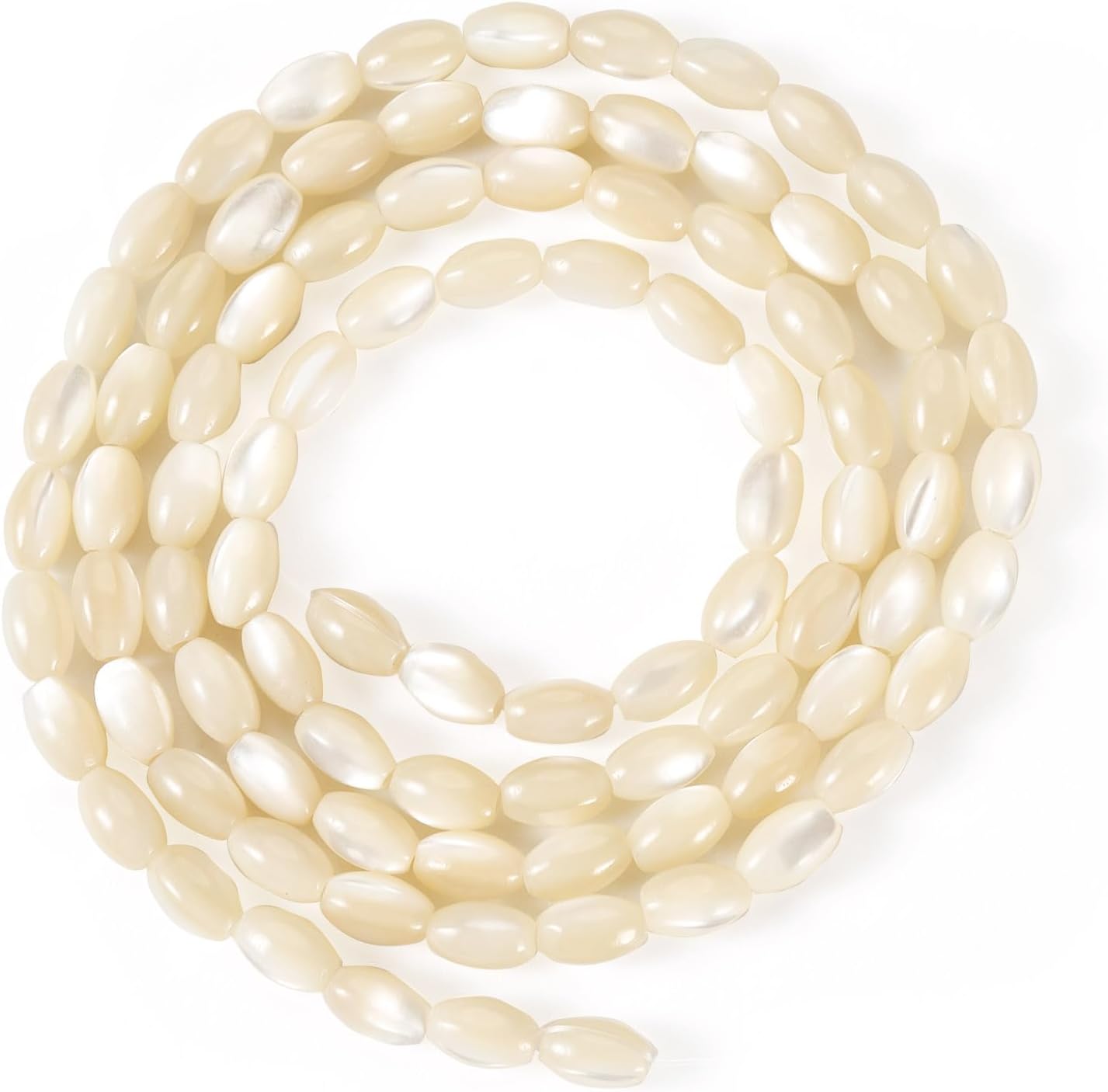 KISSITTY 1Strand Oval Rice Shape Natural Freshwater Shell Beads for Jewelry Making Natural Trochus Pearl Beads Loose Spacer Beads for DIY Necklace Earring Bracelets Craft Decoration