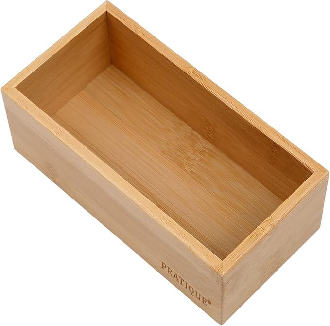 Bamboo Drawer Organizer - Kitchen Utensil Organizer Silverware Tray Cutlery Holderï¼Office Desk Supplies and Accessories (5.9x3x2.6 inch)