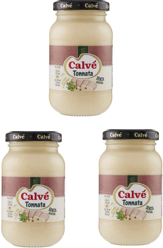 Calvè Tuna Gluten Free Italian Mayonnaise 225ml Glass (Pack of 3)