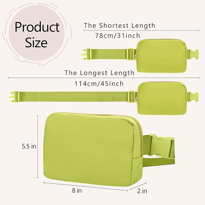 VOROLO Fanny Pack For Women And Men Crossbody Bag Belt Bag with Adjustable Strap Graduation Gifts Grass Green