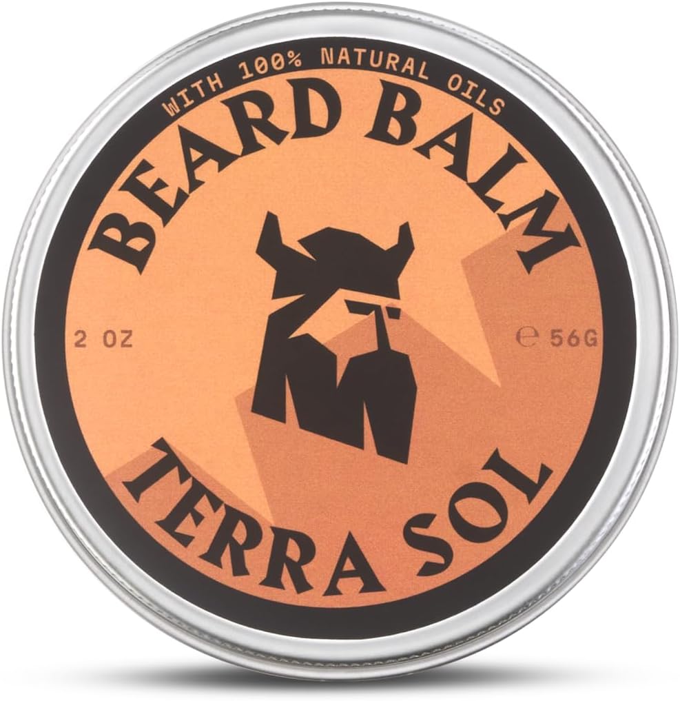 Striking Viking Beard Balm for Men (2 Ounce (Pack of 1), Terra Sol) - Leave in Beard Conditioner - Styling Balm Made with Naturally Derived Beard Butter, Argan & Jojoba Oils