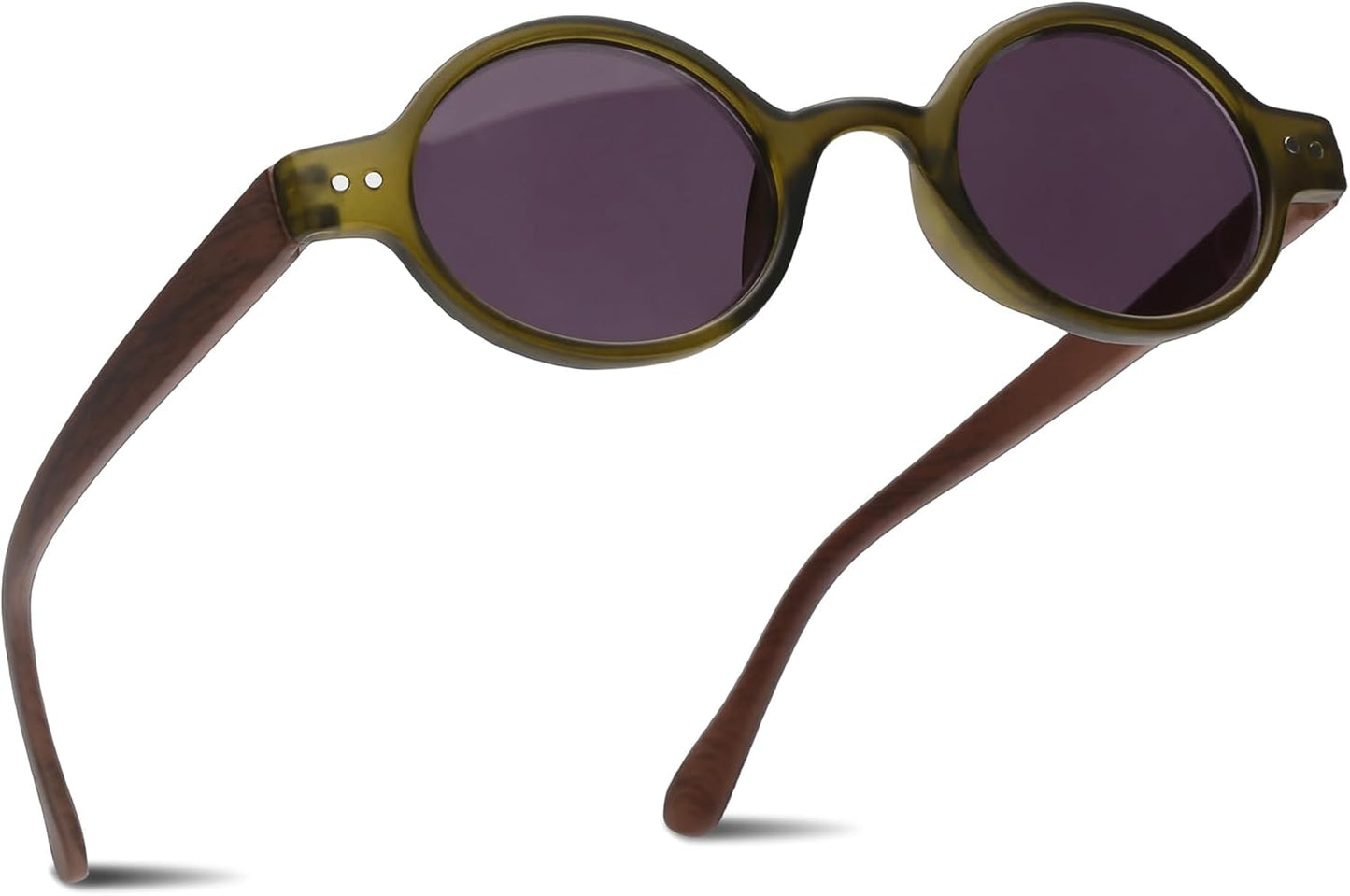 2SeeLife Small Round TR-90 Reading Sunglasses for Men & Women - Narrow-Medium Fit, Sturdy Frame, Spring Hinges, Retro Sun Readers, Green, +1.00