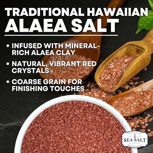 Alaea Red Salt Infused with Mineral-Rich Alaea Clay – Coarse Crystal Red Hawaiian Salt That Adds Color to Any Dish for Natural Finishing Use – 5 oz Bag