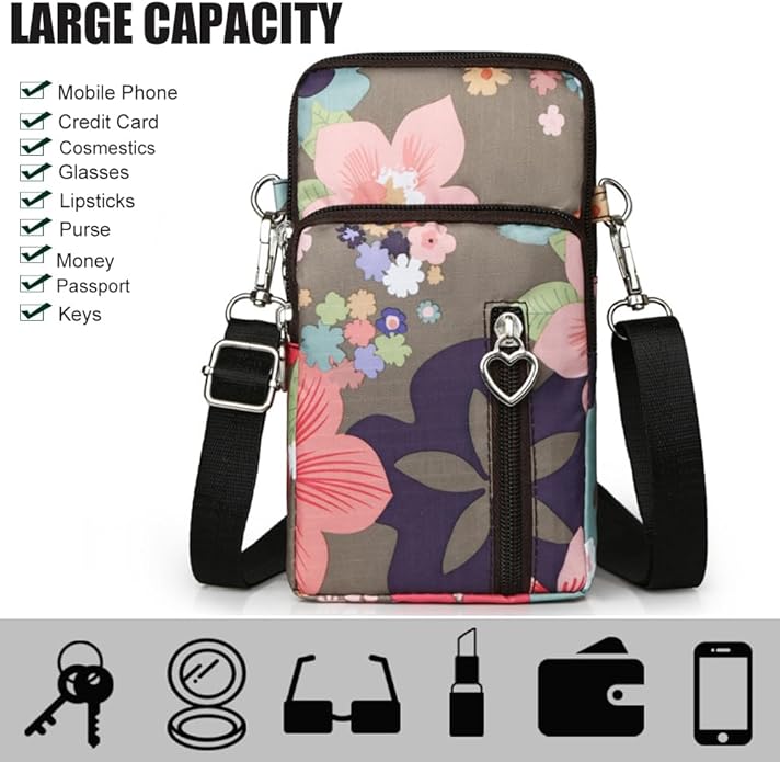 JANKS Small Crossbody Bag for Women - Mini Phone Purses with Crossbody Strap and Wallet - Nylon Arm Bag