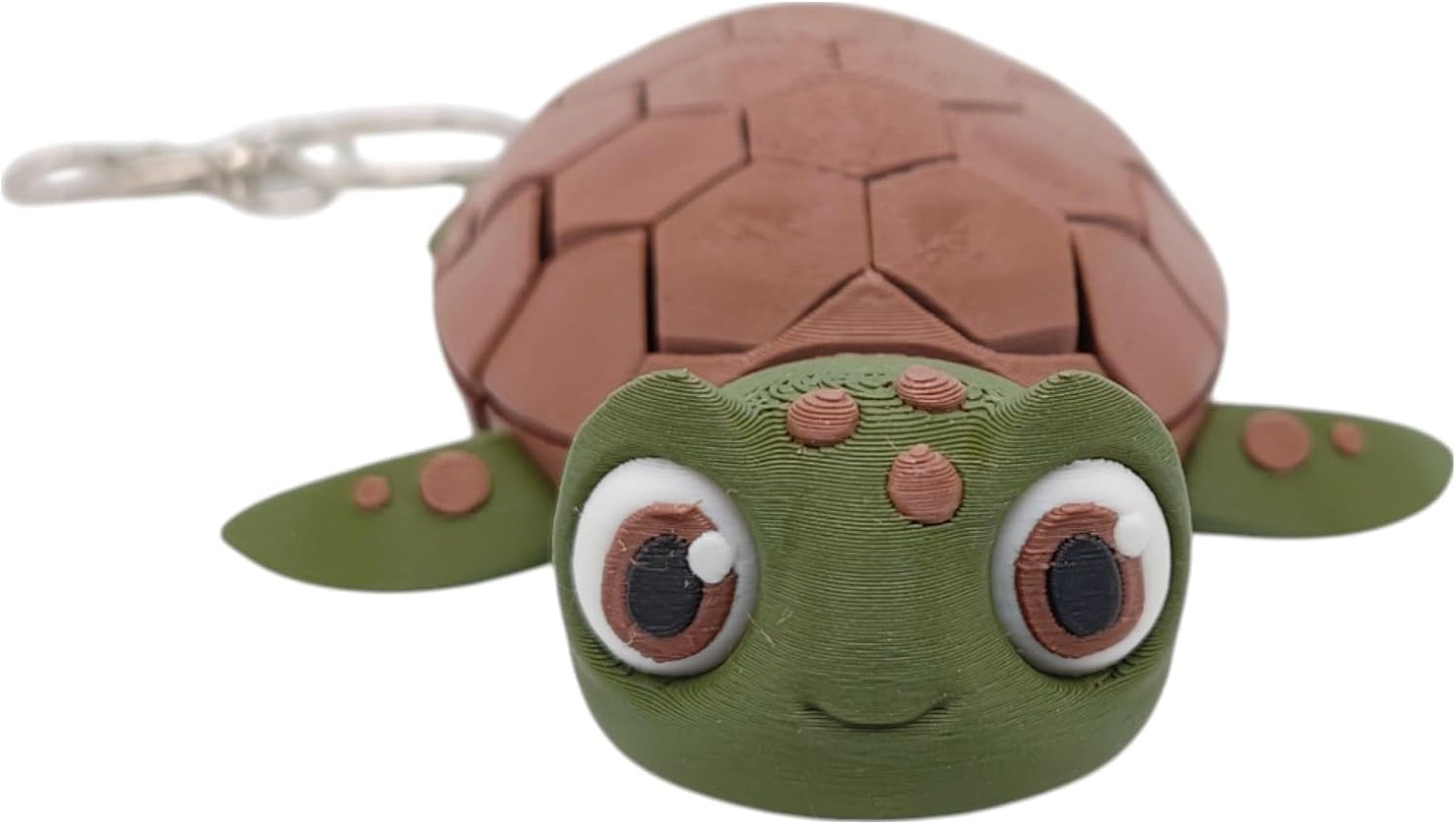 Articulated Sea Turtle Fidget Toy and Backpack Charm - 3D Printed - Great Gift for Sea Turtle Lovers - Stocking Stuffer (Green)