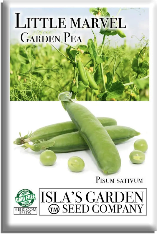 Little Marvel Pea Seeds (Pisum sativum) – 50+ Non-GMO Heirloom Seeds for Planting, Compact Bush Variety with Sweet Green Pods, by Isla’s Garden Seeds, Gift Idea for Home Gardeners