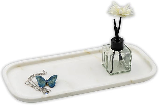 Marmor Marble Perfume Tray Bathroom Tray for Decorative,Candles,Jewelry Stone Vanity Tray,Kitchen Counter Decor and Home Decorative Tray Jewelry Tray Unique Festival Gifts(Calacatta Goldâ)