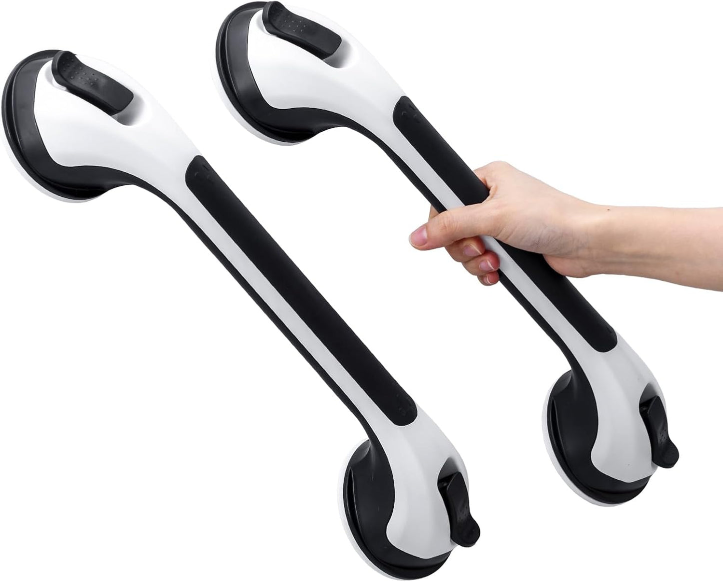 TAILI Shower Grab Bar 2 Pack Suction Grab Bars for Bathtubs and Showers, Heavy Duty Shower Handle Removable Handrails for Seniors and Elderly, Bathroom Safety Grip No Drilling Waterproof, Black,G9