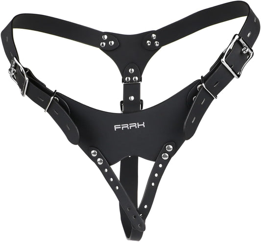 Male Chastity Belt Chastity Device for Men, Adjustable PU Leather Cock Cage Harness, BDSM Bondage Gear Compatible with Penis Rings, Strap-On & Other Chastity Accessories for Sissy & Pegging Play