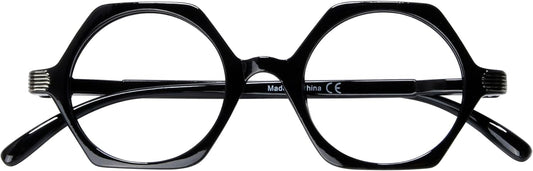 Eyekepper Small Hexagon Glasses for Women Reading - Mini Octagon Reading Eyeglasses Odd Readers Men - Black +1.75