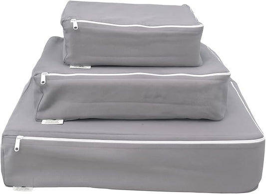 Packing Cubes Bag Pure Canvas Travel Organizers (18"x12"x4") with Durable YKK Zippers for Clothes, Shoes & Luggage Storage (Set of 3 (Large), Gray)