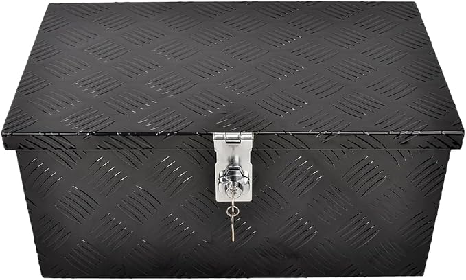 20''Inch Aluminum Truck Tool Box Truck Bed Toolbox Truck Trailer Chest Box Trailer Underbody Storage Organizer Waterproof Square Storage Organizer w/Lock & Keys Black(â20" Lx12 Wx9.5 H)