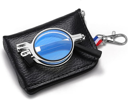 Folding Reading Glasses for Men Women Blue Light Blocking with Keychain Bags Metal Frame Round Portable Pocket Readers