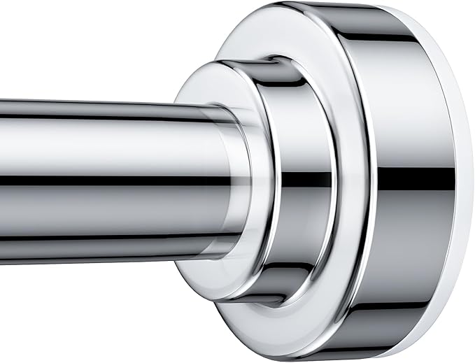 TEECK Shower Curtain Rod, 32-80 inch Adjustable Spring Tension Curtain Rod, Never Rust Anti-Slip Shower Curtain Rod for Bathroom, No Drilling, Never Collapse, Easy to Use, Silver