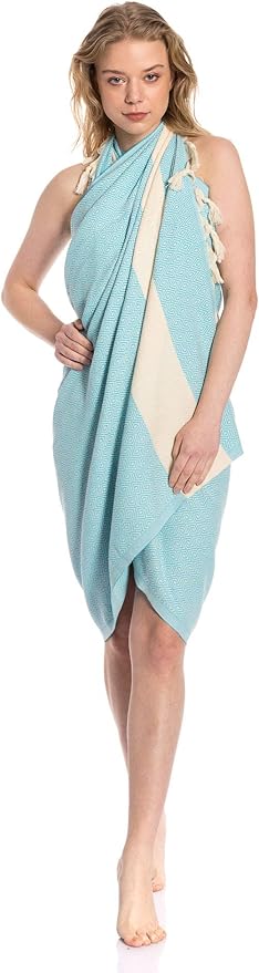Clotho 4 Pack Oversized Turkish Towels Set for Bathroom and Pool - 100% Cotton 39 x 70 inch - Large Absorbent Fast Drying - Towel for