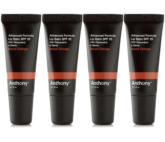 Anthony 25 SPF Lip Balm with Sunscreen for Lips â Contains Green Tea Extract, Shea Butter & Vitamin E â Moisturizing Repair Care Treatment for Chapped & Dry Lips - Blood Orange Flavor - 4 Pack