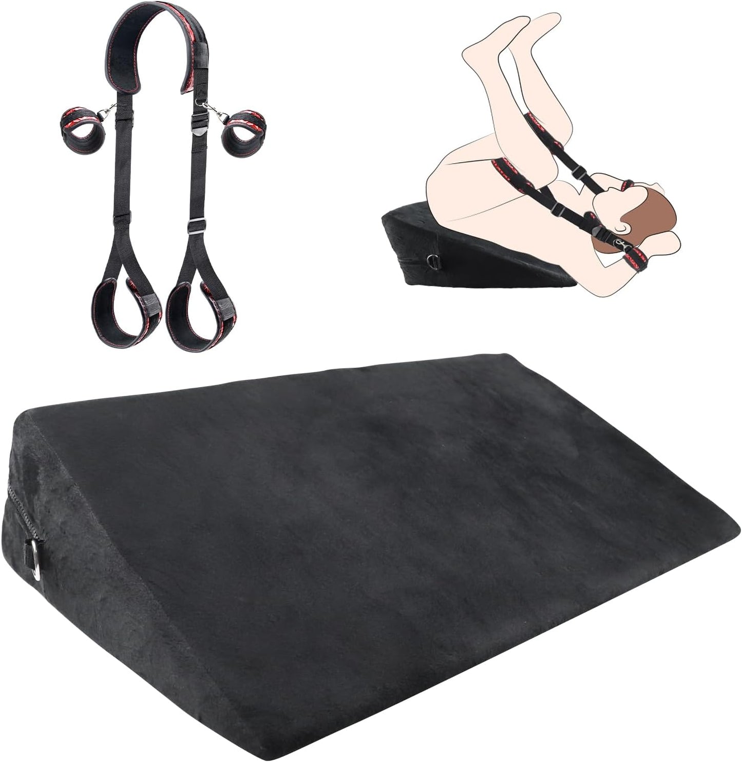 BDSM Sex Toys Set – 24" Sex Pillow with Adjustable Straps, Bondage Position Cushion for Deep Penetration, Multifunctional Foam Support Sex Furniture for Couples, Adult Toy for Men Women