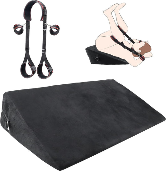 BDSM Sex Toys Set – 24" Sex Pillow with Adjustable Straps, Bondage Position Cushion for Deep Penetration, Multifunctional Foam Support Sex Furniture for Couples, Adult Toy for Men Women