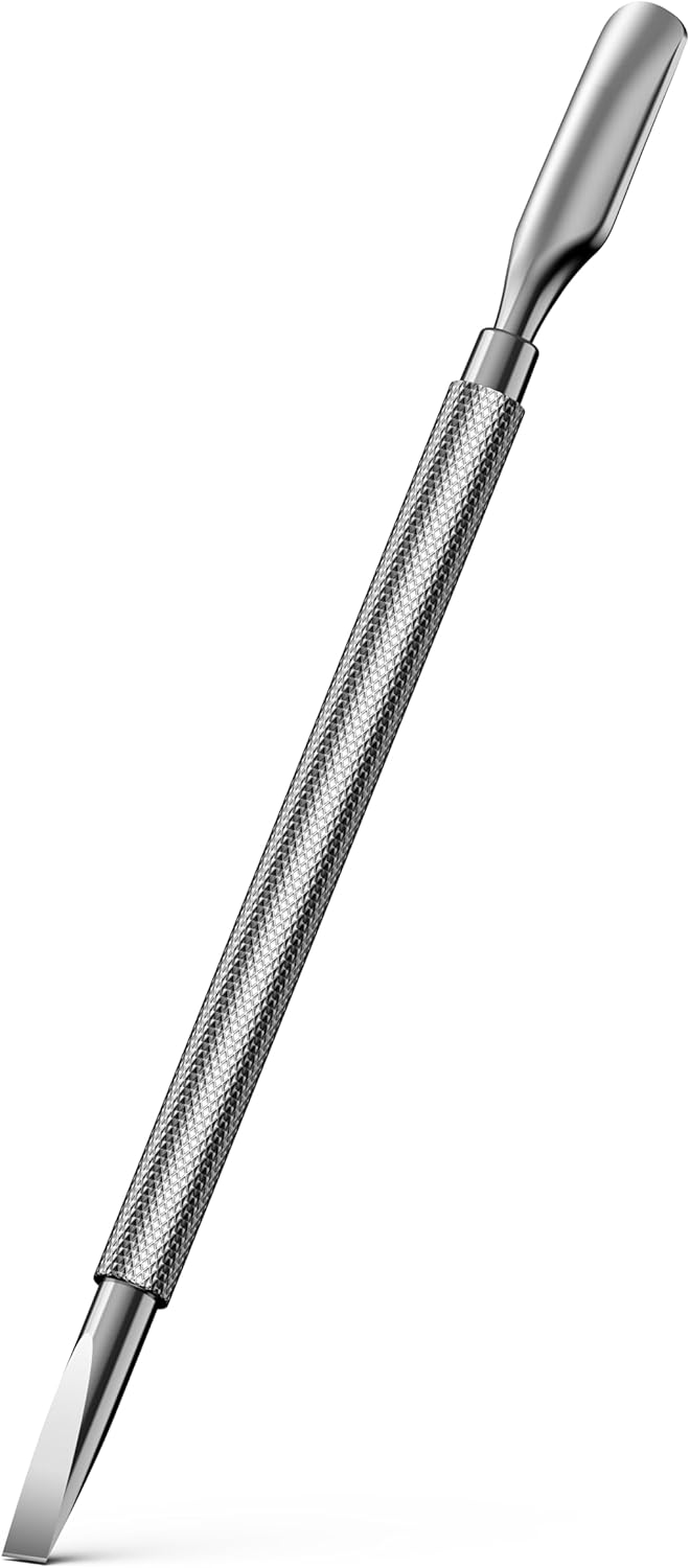 FERYES Professional Cuticle Pusher & Remover Tool - Stainless Steel Dual-Sided Nail Care Tool for Manicure & Pedicure - 5.2 Inch Salon & Home Use