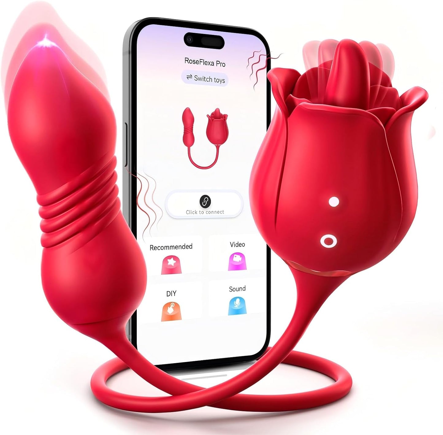 Rose Toy Vibrator Adult Sex Toys, MOOLIGIRL App & AI Sync G Spot Thrusting Dildo with 9 Tongue Licking & 9 Thrusting Vibrating Modes, Women Sex Toy for Couples, Clitoral Stimulator for Anal Nipple