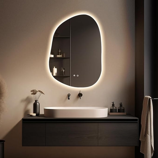 WallBeyond LED Bathroom Mirror with Lights, 22 x 30 Inch Led Bathroom Vanity Mirror for Wall, Anti Fog Mirror for Bathroom, 3 Colors and Dimmable Light, Horizontal/Vertical