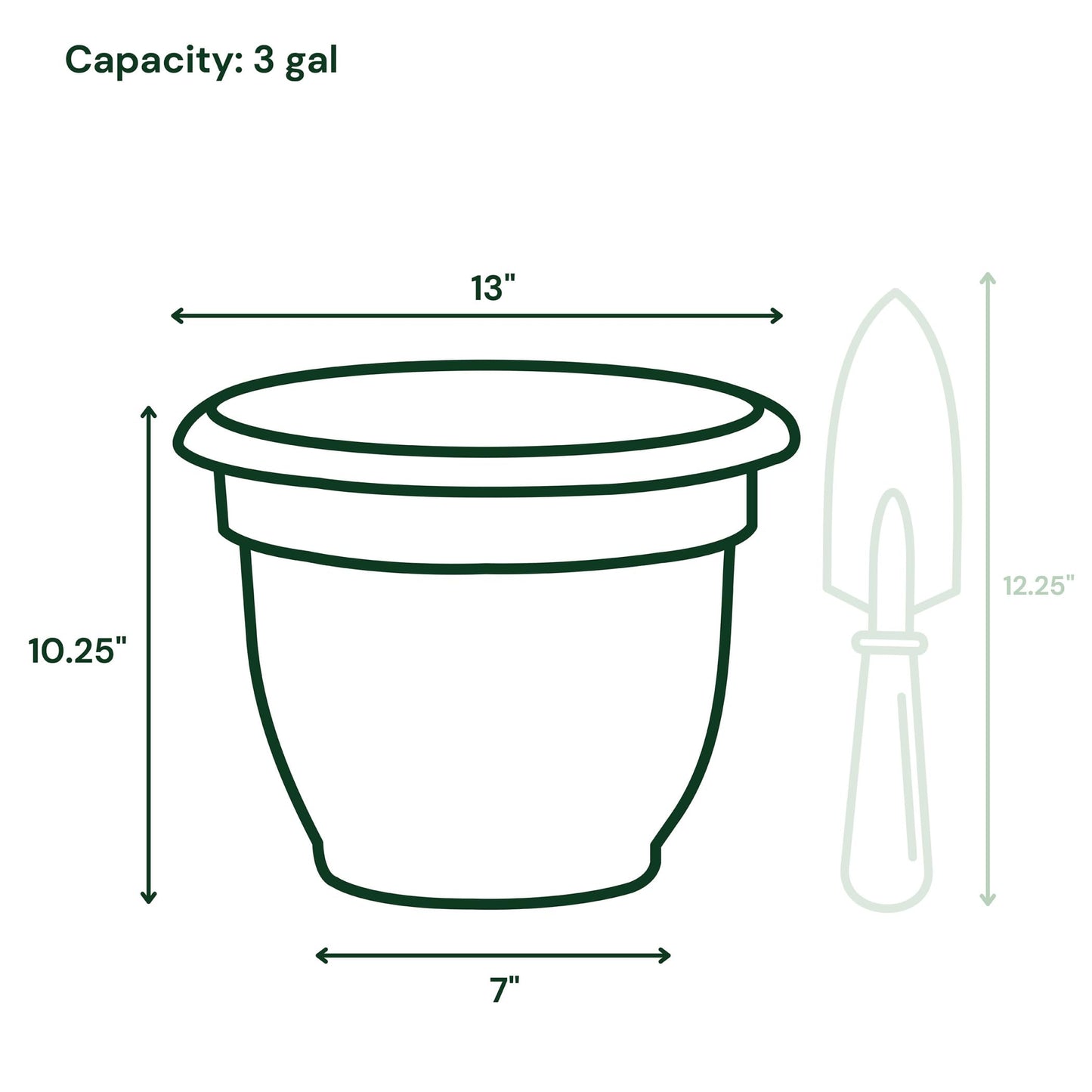 Bloem Ariana 12" Self-Watering Plastic Planter - Rolled Rim Indoor/Outdoor Garden Pot, Peppercorn, 2-Pack