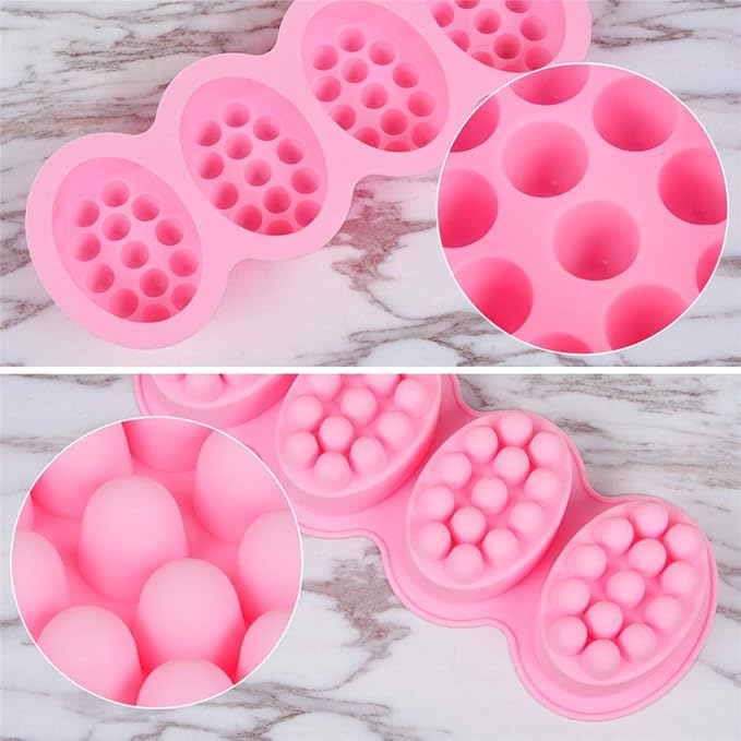 2 Pcs Massage Mold, SJ 4 Cavity Silicone Massage Bar Soap Mold, Food Grade Silicone Mold, BPA Free Soap Making Trays, Pink