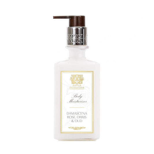Antica Farmacista Body Moisturizer - Moisturizing Scented Lotion - Premium Body Moisturizer - Luxury Gift for Women & Men - Hand & Skin Hydration - Damascena Rose, Orris and Oud, 10 Fl Oz